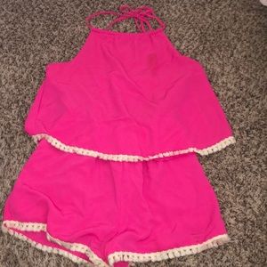 pink tassel romper